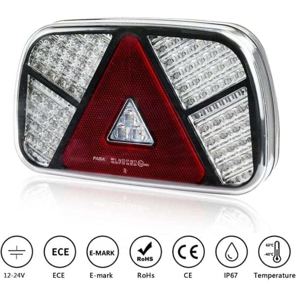 12V/24V Vattentätt släpvagn bakljus kit blinkers/broms/back/dimma/reflektor, från DEBUNS