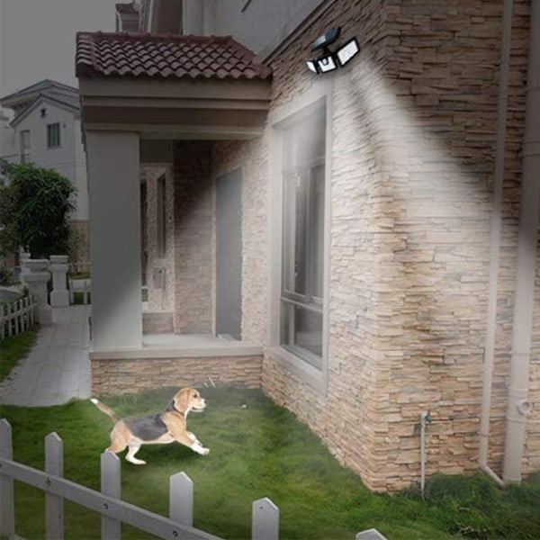 IC Solskyddsljus, 3-huvud rörelseljus utomhus med justerbara 74LED Flood Motion Sensor Lights Spotlights