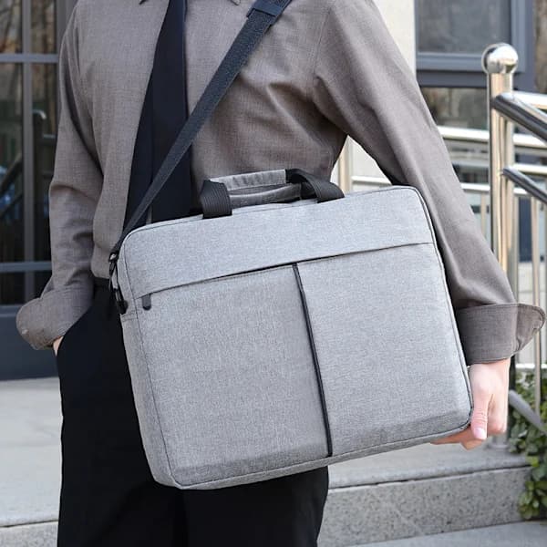 Forretningscomputer enkel skuldertaske til tablet og bærbar computer 15 tommer kontorstuderende konference LOGO computertaske grå 15 tommer grey 15 inch