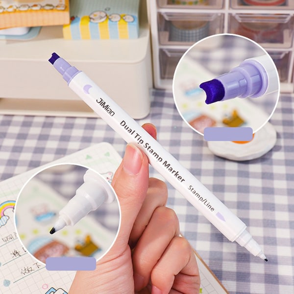 IC 1/6 st Dual Tips Stamp Marker Pen Set Color Highlighter 6st