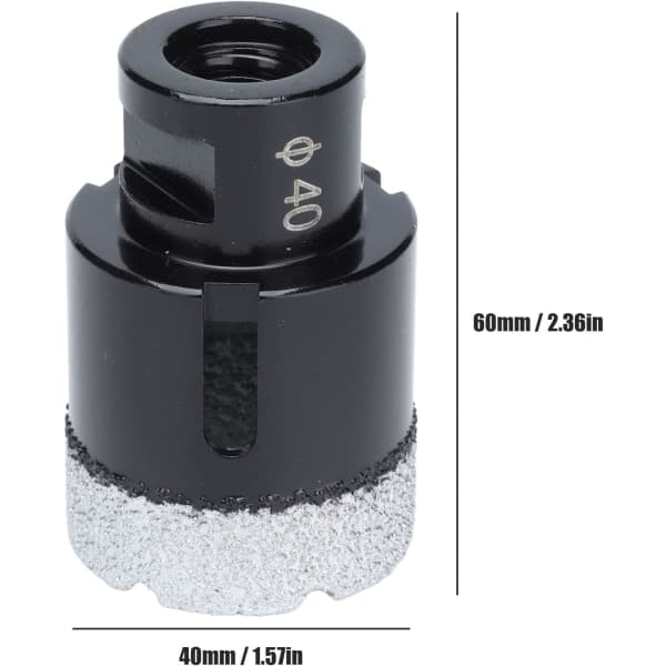 IC Diamantborrkroner, M14 60mm total lengde Vakuumloddet