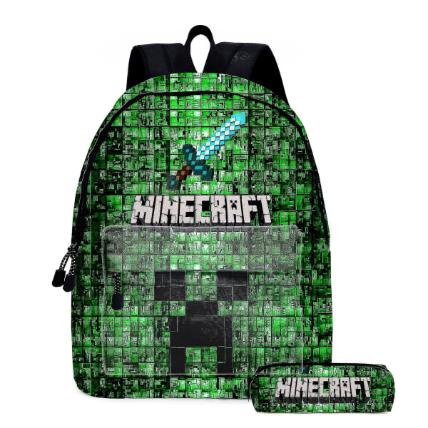 IC Minecraft Spill Omgirrende Ryggsekk Stor Kapasitet Skolesekk Ryggsekk