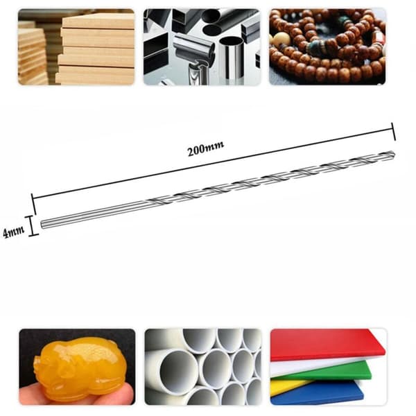 2-pack HSS Borr Set 200mm x 4mm, Extra Lång HSS Direkt Skaft Borr (4mm)
