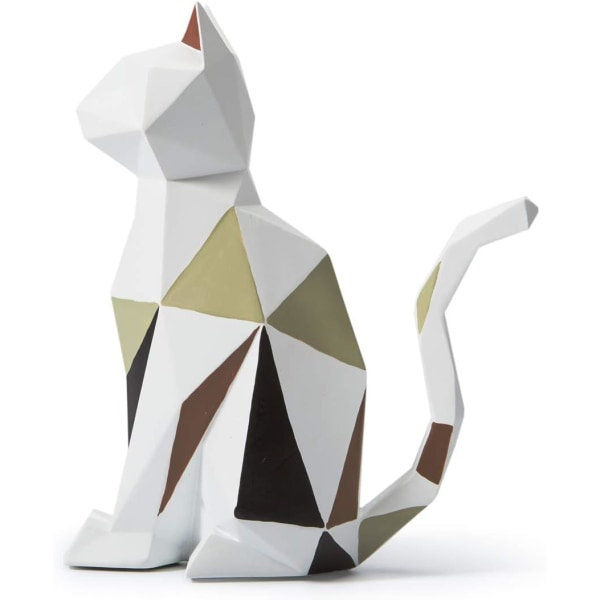 IC Katteskulptur Statue Geometrisk Figur Dekoration Polyresin Kunst Præsentation 7,3 tommer