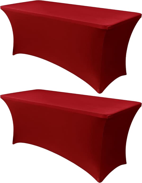 2-pak strækbar dug Bordeaux - 183x75cm×75cm - Spandex - Til festbord og messe
