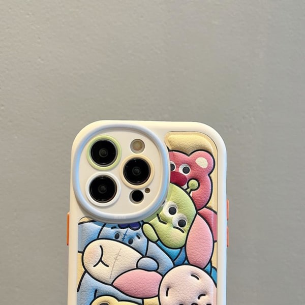 IC Compatibel kanssa iPhone 12 Pro Cute Case, Kawaii Phone Case TPU Läder Phone Zoo Emboss Cartoon Case iPhone 12 Pro