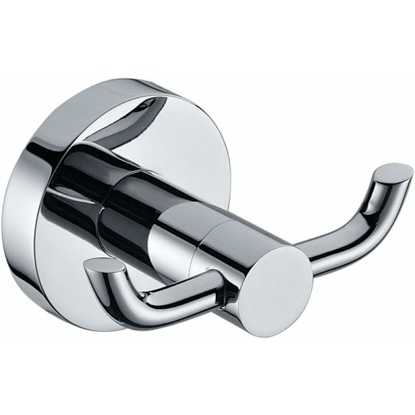 Sæt med 2 Moderne Polerede Krom Massiv Messing Vægkroge Dobbelt Håndklædeholder Badeværelse Toilet Hat Tøj Vægbøjle Holder