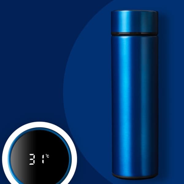 IC Intelligent Termos i Rustfrit Stål 316 Temperaturmåling Digital Display Blå 500ml