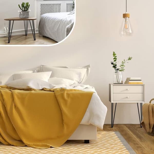 4 stycken - 20 cm (guld) stiftfötter DIY bordsben stolsben - med 20 skruvar + 4 benskydd