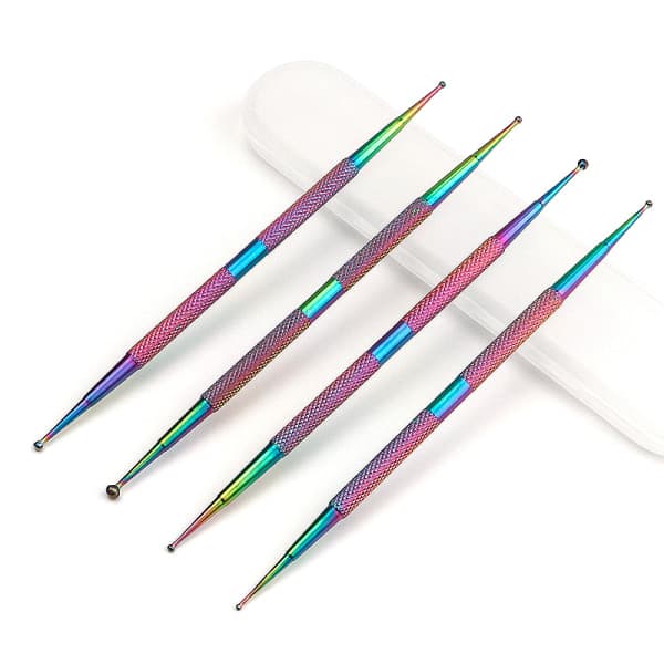 4 st Nail Art Penna Dubbla ändar Prickar Ritning Målning UV Gel L Silver