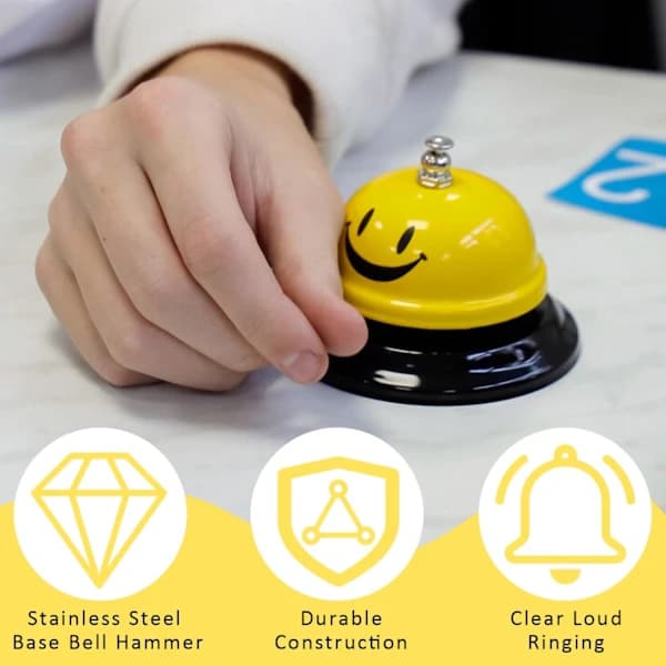 2 Pieces Desk Service Bell, Reception Bell, Smiling Reception Bell, Bells for Reception Areas,