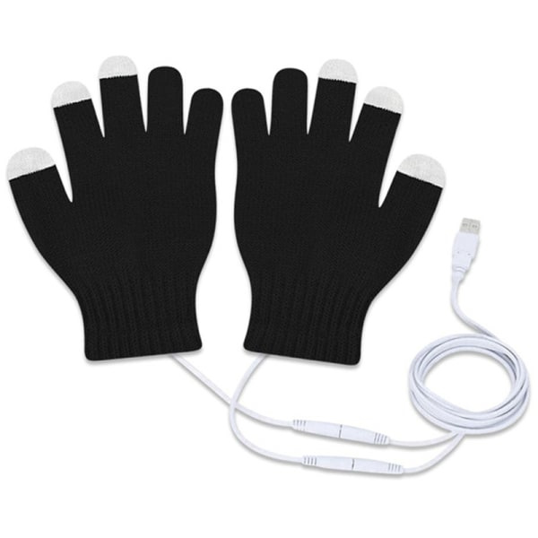 USB-opvarmede handsker med konstant temperatur og touch-funktion - Grå