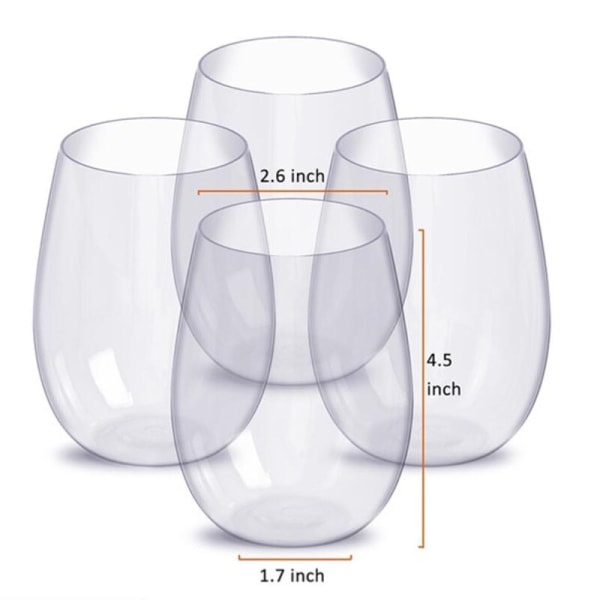 UG 4 stk Uknuselige vinglass Splittersikkert plastglass Sikker gjenbrukbar ølkopp a