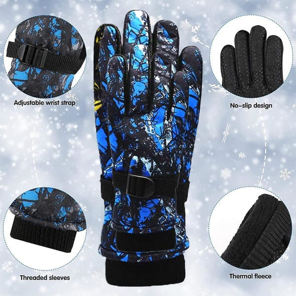 IC Vinter Skidhandskar Vattentäta Vindtäta Snöhandskar Unisex Foder Varma Handskar (Blå)