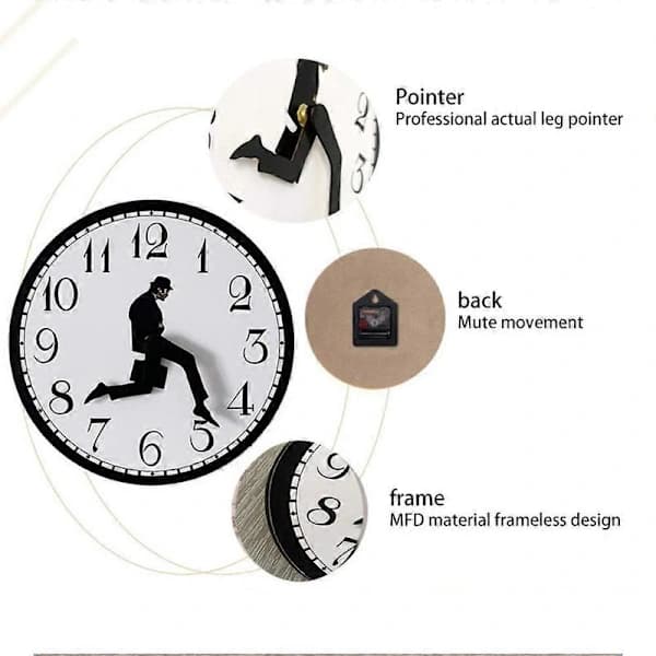 Walking Clock, Silly Walk Wall Clock, An Interesting Wall Clock for Bedroom Kitchen Living Room Black Black