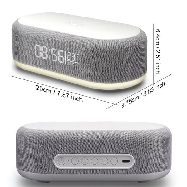Trådløs oplader med justerbart natlys, tids-/temperaturvisning, vækkeur til soveværelsesborde, iPhone & Samsung Galaxy