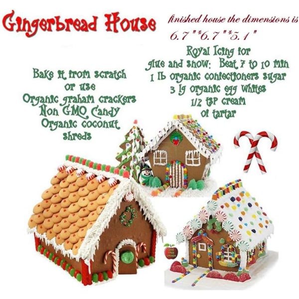 IC (Set med 10 stycken) Pepparkakshus- set, baka ditt eget lilla hus för julhus, chokladhus, spökhus