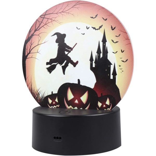IC Halloween Nattlys LED Nattlampe Gresskar Heks Nattlys ved Sengen Dekorativ Bordlampe Lys Gave til Halloween Hjemmefest (uten batteri)