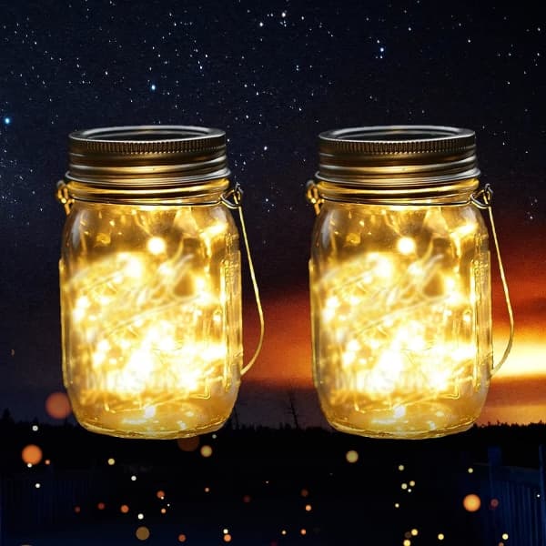 IC 2-pack Mason Jar Solcellslampa, 20 LED Utomhus Sol