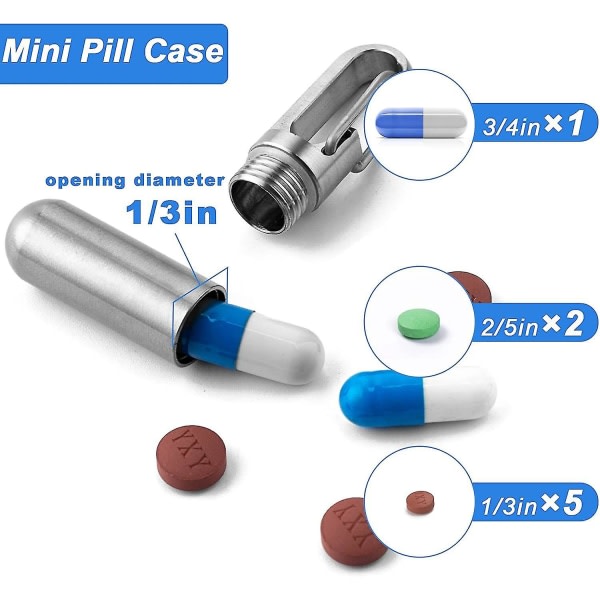 Nyckelring pillerhållare, plånbok liten ficka piller box, utomhuscamping ren titan vattentät rese piller box, portabel liten pill box - 1 pack IC