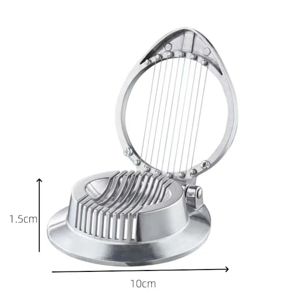 Eggeskjærer med rustfrie ståltråder, non-stick aluminiumskutter for hardkokte egg og myke frukter, sølv circle