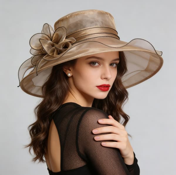 Women's Summer Sun Hat, Thin French Style Mesh Hat, Wide Brim, Breathable Mesh Hat - Black black