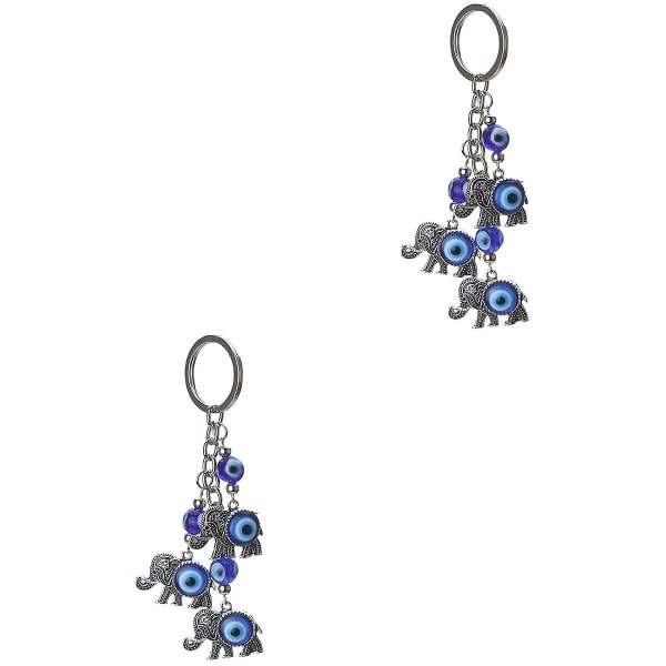 3 stk Bilnøglering Elefantnøglering Blå Øje Taske Nøglekæde Legering Nøglering (12X3CM, 2 stk) IC
