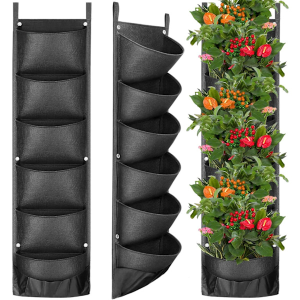 Jordbærtaske, 2-pak 10 gallon jordbærdyrkningsposer med 8 sidelommer, åndbart non-woven stof forstærket håndtag til haven