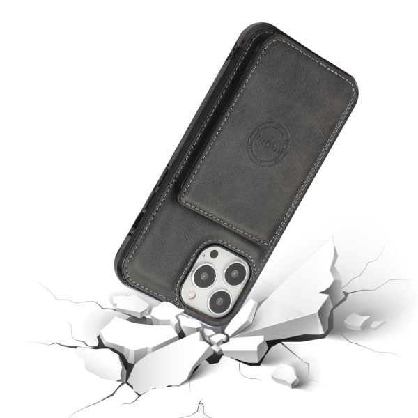 IC iPhone 13 Pro - Läderfodral med Kortfack - Svart