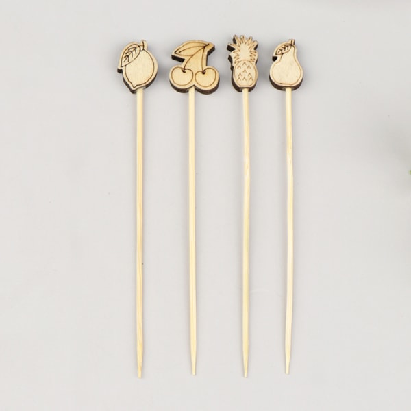 IC 100 stk Engangs Bambu Plockar Fruktcocktail Håndlaget Tannpirker 12cm