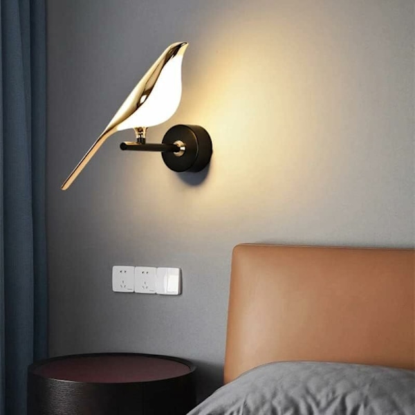 Skjære Vegglampe Stue TV Bakgrunnsvegg Lys Luksus Hotell Soverom Nattbordslampe Enkel Kreativ Rød Fugl Vegglampe (Enkelt-varmt lys)