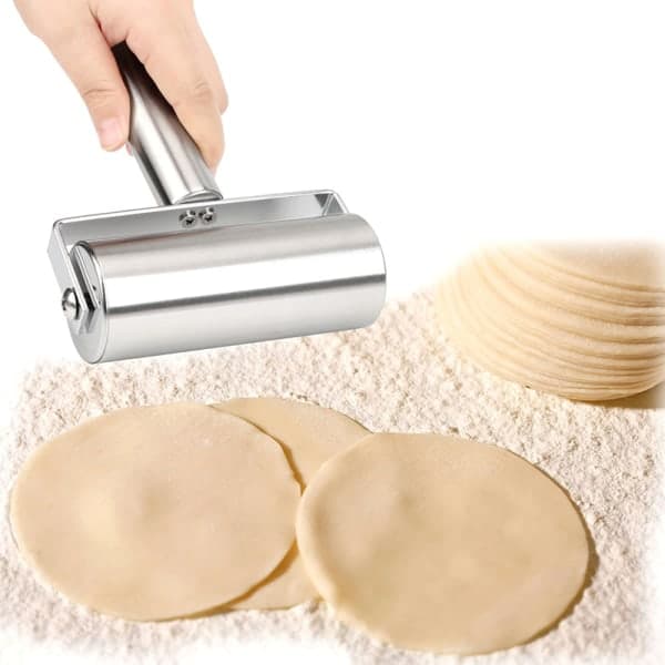 IC Rustfritt Stål Kjevle Bakverk Pizza Fondant Bakers Roller C