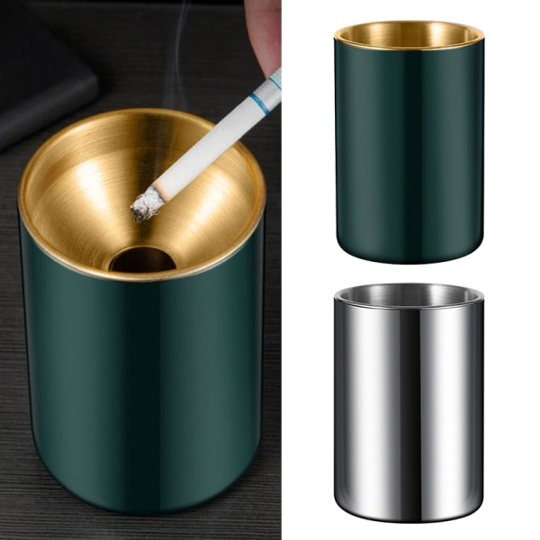 IC Askfat Runt vindtätt rostfritt stål rökfri cigarr askfat Silver
