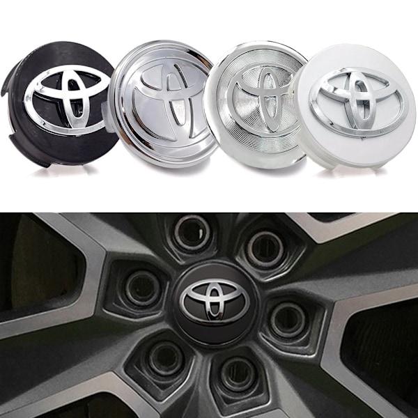 4-pak - Toyota Centerkapsler / Hjulkapsel Emblem - Bil 75 62mm - Svart