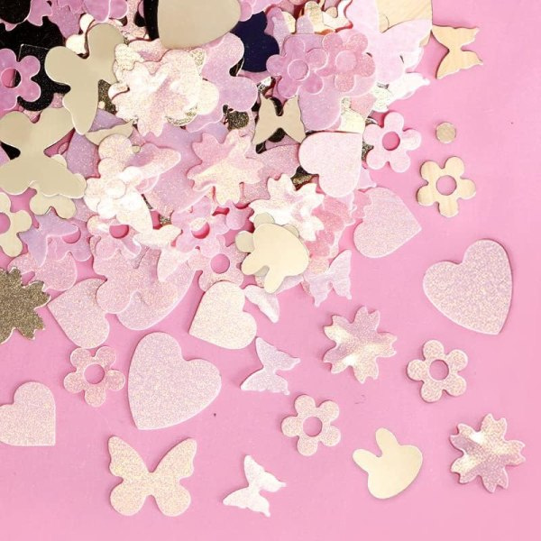 IC 3D Hjärta Nagelkonst Glitter Rosa Fjäril Stjärna Design Nagelpaljetter Sparkle Flakes för Nagelkonst Tillbehör, Alla Hjärtans Dag Naglar