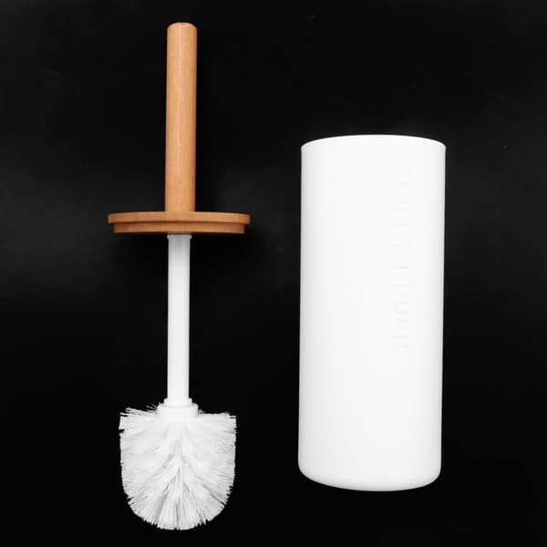 Bambu-WC-harjasetti jalustalla, kylpyhuoneharjan pidike, WC-tarvikkeet