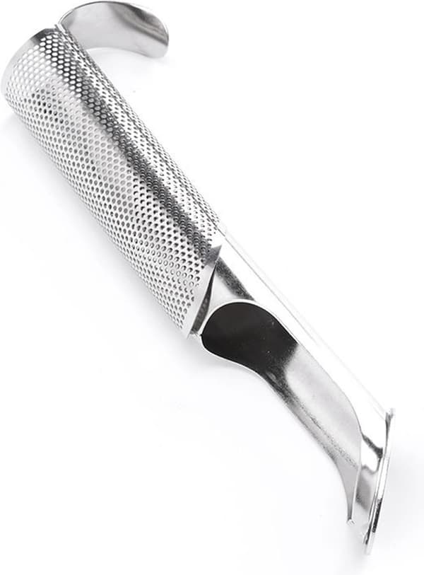 2-delt tediffusor - rustfrit stål - løs te-si - løse blade med langt skaft - sæt dele - finmasket