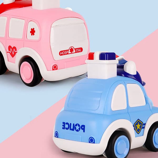 IC Børne Træghedslegetøj Minipoliti Bil Ambulance Børn Træk Tilbage Pink