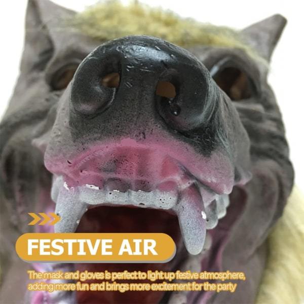 IC Toddmomy 2-pack vargskämtmasker, vargklorhandskar, Halloween varulvsmask, Werewolf Mask Handskar, Blandade Färger, 27x22cm