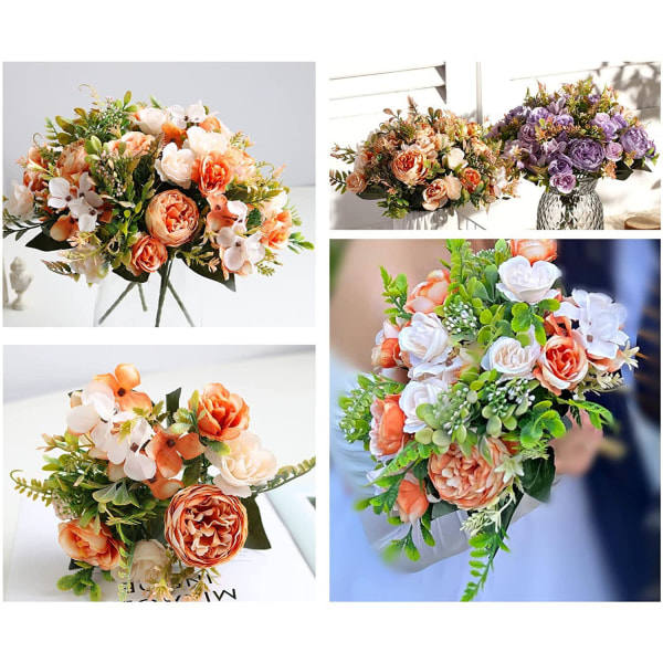 IC Kunstige Blomster, 2 ST Kunstig Pion Falsk Rose Silke