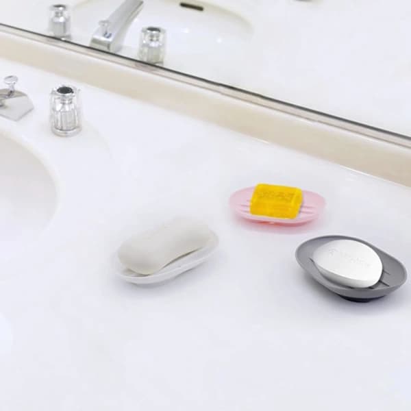 1-pack self-draining silicone soap dish with non-slip bottom for bathroom and kitchen