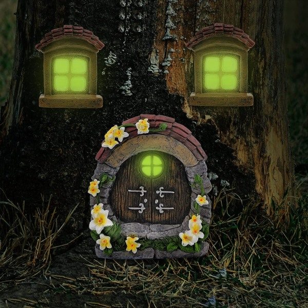 IC Ljusande Miniatyr Alvdörrar och Fönster Vattentät 3D Retro