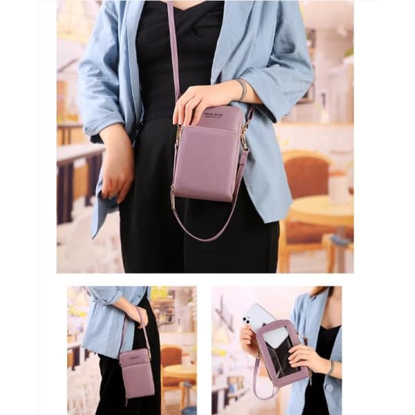 IC Crossbody Telefonväska Telefonväska PU Läder Telefonplånbok Lila