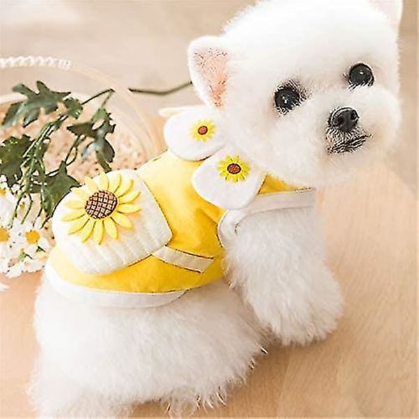 IC Yoitea bomullshundskjortor för små hundar Sommarkläder för husdjur Söt solrosväst Valpkatt T-shirts Gi gul