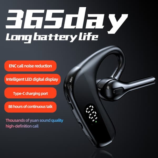 IC 88 timers samtaletid Bluetooth 5.3 HeadsetLang batteritid for bedrifter Trådløse hodetelefoner