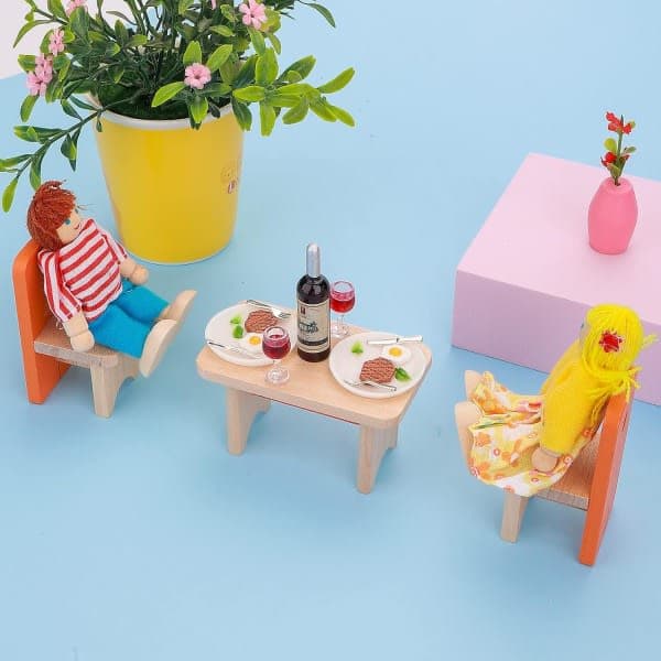 Dukkehussæt Miniature, Mini Vin Steak Sæt til Køkken, Legetøj