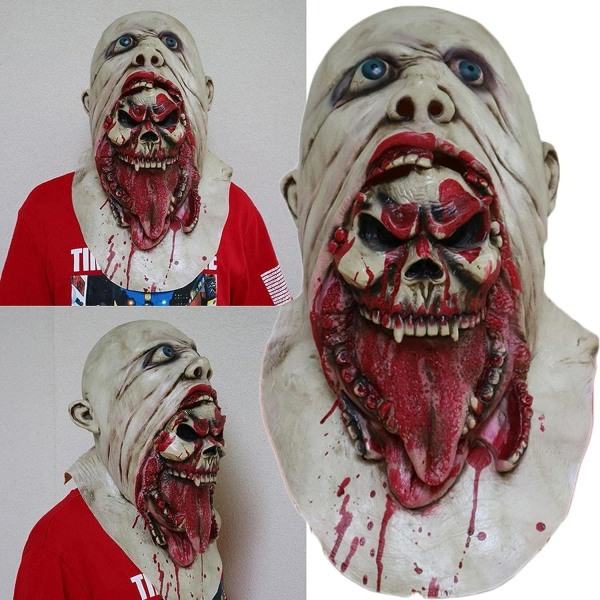 IC RONGbbppQ Halloween-kallo irtoaa kaksoiskerroksisesta naamiosta, Halloween-kauhumask Dd