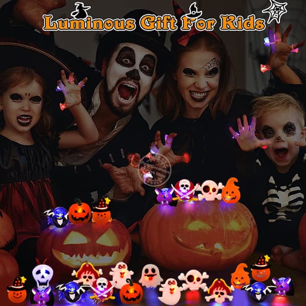 LED-lys Halloween Ring Glødende Græskar Spøgelse Kranie Ringe Hall Tilfældig 20 stk