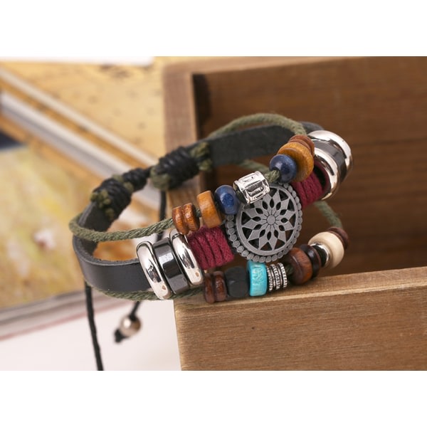 (Svart) Justerbart armband i läder med personligt IC-design