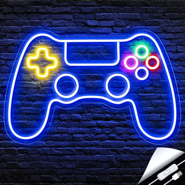 Spelkontroll LED Neonskylt USB-driven Väggdekor för Spelrum Sovrum Speluppsättning Flerfärgad